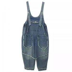 Raw Edges Front Pockets Jean Overalls