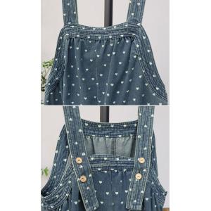Little Heart Patterned Baggy Casual Overalls