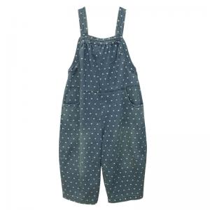 Little Heart Patterned Baggy Casual Overalls