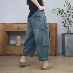 Big Side Pockets Baggy Harem Barrel Jeans