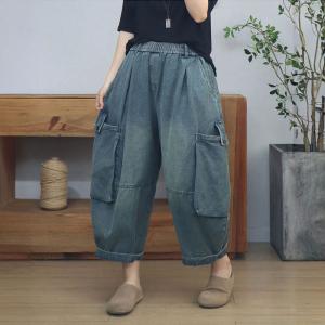 Big Side Pockets Baggy Harem Barrel Jeans