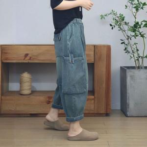 Big Side Pockets Baggy Harem Barrel Jeans