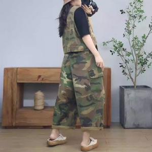 Camo Short Jacket with Baggy Dad Jean Sets