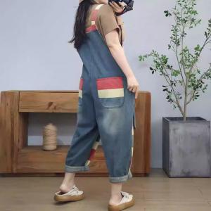 Denim Pocket Chunky Striped Stylish Farm Overalls