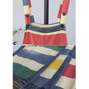 Denim Pocket Chunky Striped Stylish Farm Overalls