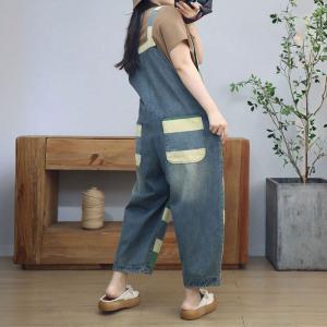 Denim Pocket Chunky Striped Stylish Farm Overalls