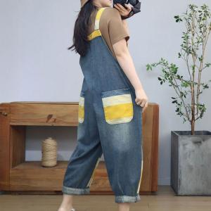 Denim Pocket Chunky Striped Stylish Farm Overalls