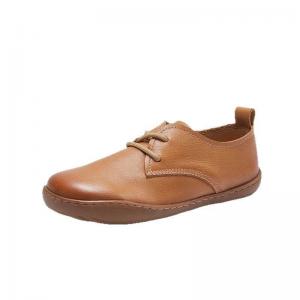 Tied Up Leather Round Toe Flat Loafers