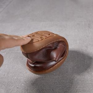 Tied Up Leather Round Toe Flat Loafers
