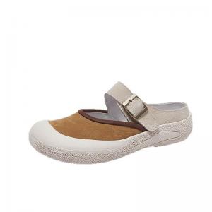 Summer Buckle Straps Leather Platform Slippers