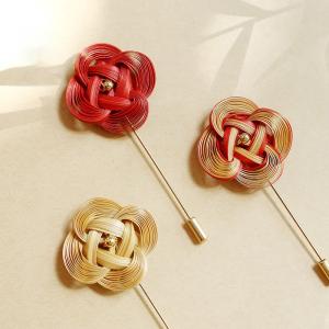 Oriental Style Handcrafted Bamboo Long Brooch Pin