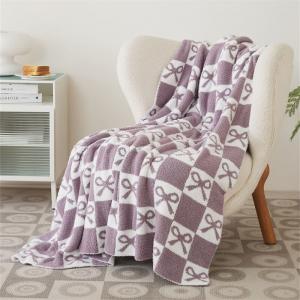 Bowknot Patterns Checkered Blanket Throw