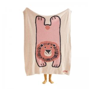 Pink Cartoon Lion Soft Bed Blanket