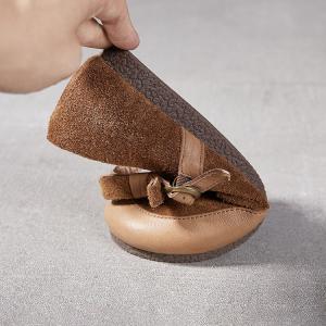 Sanded Cowhide Wide Toe Mary Jane Flats