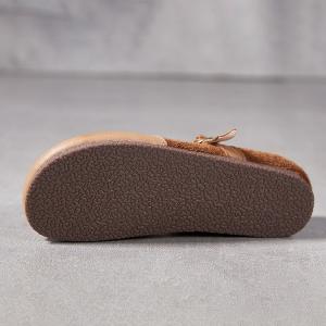 Sanded Cowhide Wide Toe Mary Jane Flats
