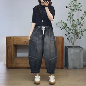 Relaxed Light Wash Barrel Jeans for Women