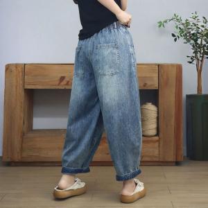 Relaxed Light Wash Barrel Jeans for Women