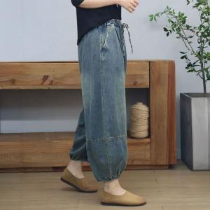 Drawstring Waist Relaxed Stone Wash Jeans