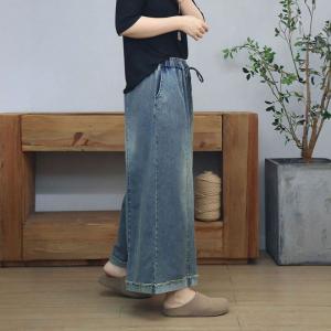 Wide Leg High Rise Cuffed Jeans