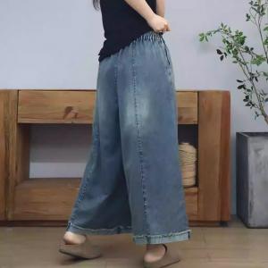 Wide Leg High Rise Cuffed Jeans