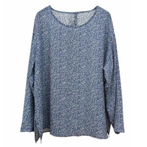 Long Sleeves Oversized Printed Ramie Blouse