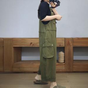 Relax-Fit Versatile Cotton Denim Cargo Overalls