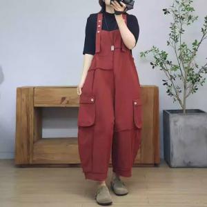 Relax-Fit Versatile Cotton Denim Cargo Overalls