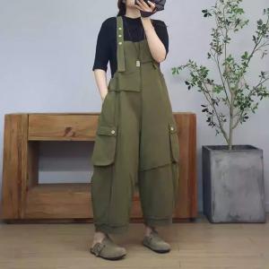 Relax-Fit Versatile Cotton Denim Cargo Overalls