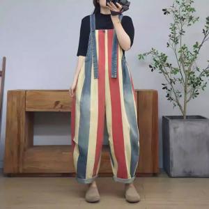Colorful Chunky Striped Bib Overalls