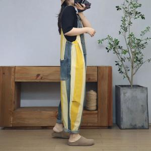 Colorful Chunky Striped Bib Overalls