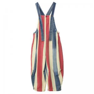 Colorful Chunky Striped Bib Overalls