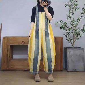 Colorful Chunky Striped Bib Overalls