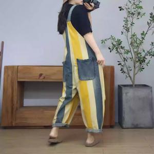 Colorful Chunky Striped Bib Overalls