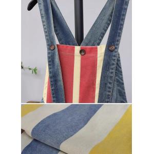 Colorful Chunky Striped Bib Overalls
