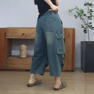 Side Pockets High Rise Wide Leg Cropped Jeans