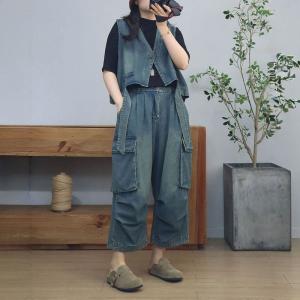 Side Pockets High Rise Wide Leg Cropped Jeans