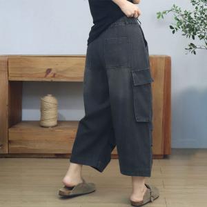 Side Pockets High Rise Wide Leg Cropped Jeans