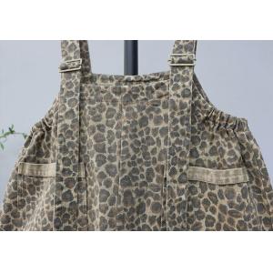 90s Fashion Adjustable Straps Leopard Suspender Overalls