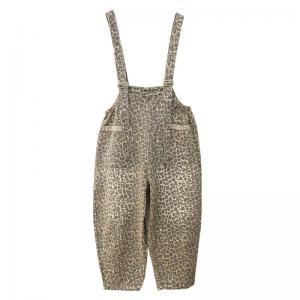 90s Fashion Adjustable Straps Leopard Suspender Overalls