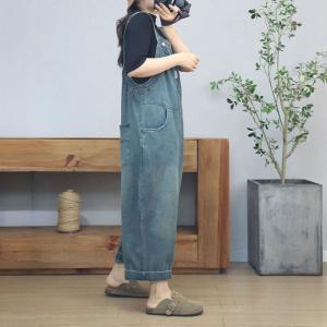 Plus Size Wide Leg Light Wash Gardening Overalls