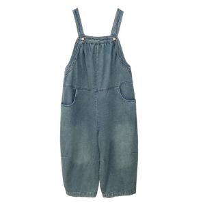 Plus Size Wide Leg Light Wash Gardening Overalls
