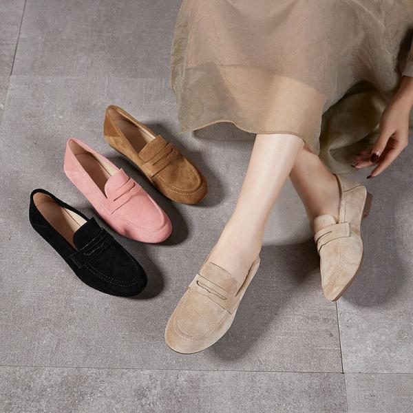 Suede Leather Low Heels Teacher Loafers
