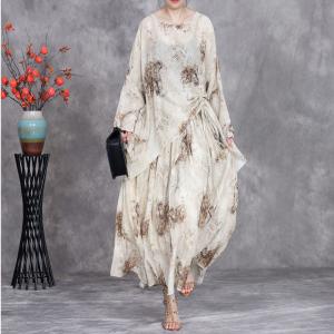 Summer Printed Tied Tunic with Mulberry Silk Maxi Skirt