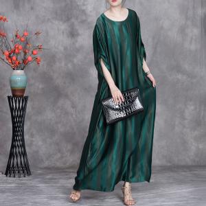 Blackish Green Silk Maxi Long Winery Dress