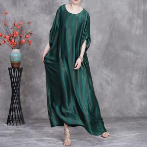Blackish Green Silk Maxi Long Winery Dress