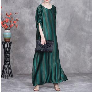 Blackish Green Silk Maxi Long Winery Dress