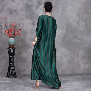 Blackish Green Silk Maxi Long Winery Dress