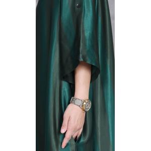 Blackish Green Silk Maxi Long Winery Dress