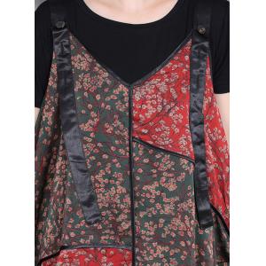Summer Beach Red Floral Maxi Overall Dress