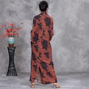 Maple Patterns Front Cross Maxi Kimono Dress